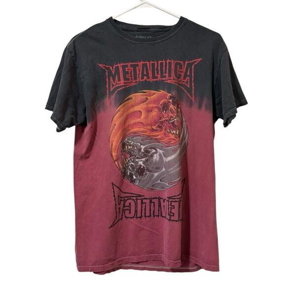 Tops - Metallica Yin-Yang Red Fade To Black Medium T-Shirt Pushead Artwork 1988 Reissue